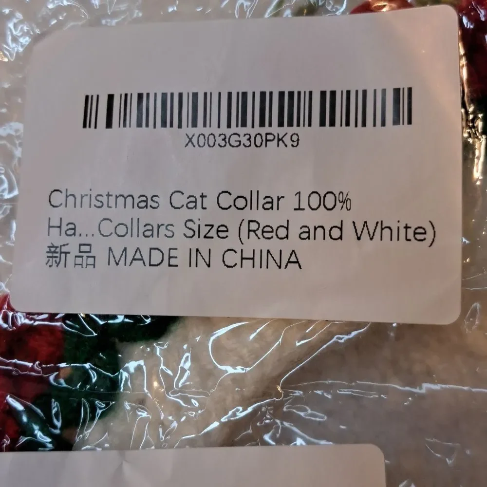 BraveNiuNiu Christmas Cat Collar in Tulip Shape Hem Crochet Knitted - Sz L NWT